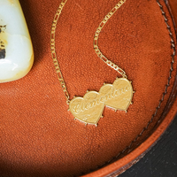 DAISY LONDON PERSONALISED SHRIMPS DOUBLE HEART NECKLACE - MADE TO ORDER