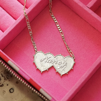 DAISY LONDON PERSONALISED SHRIMPS DOUBLE HEART NECKLACE - MADE TO ORDER