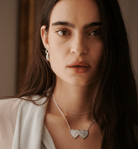 DAISY LONDON PERSONALISED SHRIMPS DOUBLE HEART NECKLACE - MADE TO ORDER