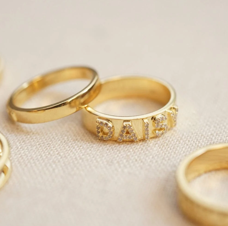 DAISY LONDON PERSONALISED CRYSTAL RING - MADE TO ORDER