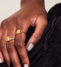 V BY LAURA VANN JEAN SPINEL BLUE SIGNET RING