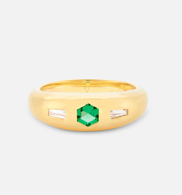 V BY LAURA VANN JADA GREEN STONE RING