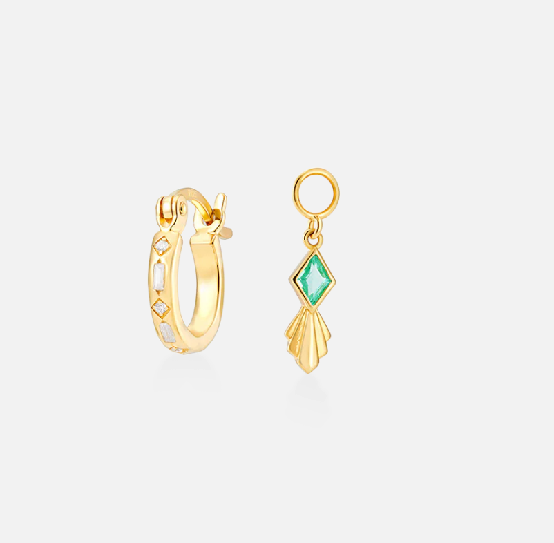 V BY LAURA VANN IRIS HOOP AND DROPS MINT EARRINGS