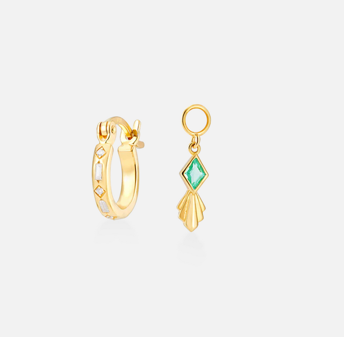 V BY LAURA VANN IRIS HOOP AND DROPS MINT EARRINGS