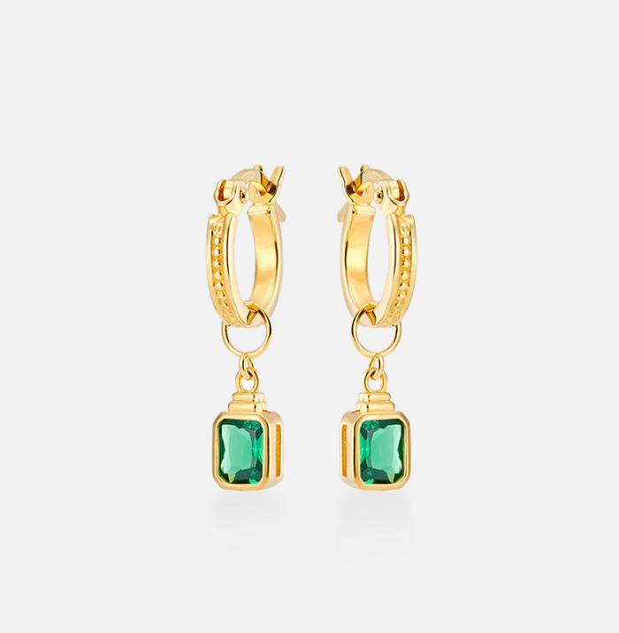 V BY LAURA VANN FRANCES HOOP AND GREEN DROPS EARRINGS