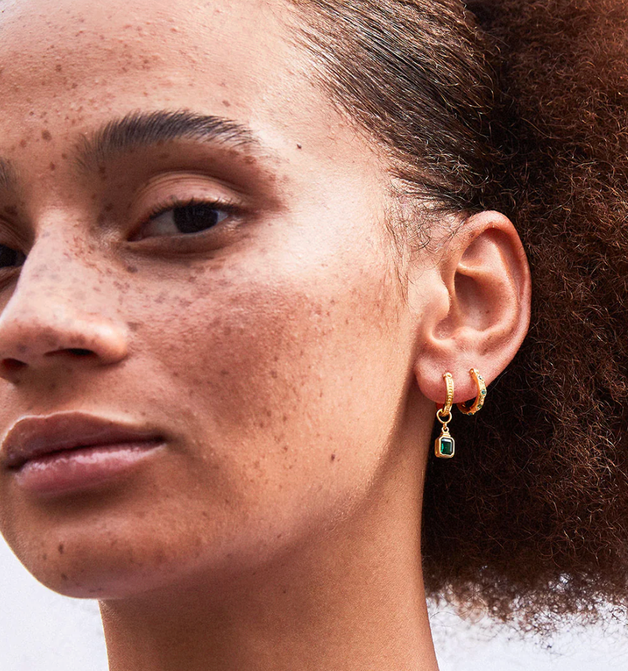 V BY LAURA VANN FRANCES HOOP AND GREEN DROPS EARRINGS