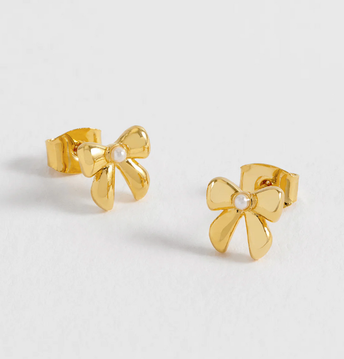 ESTELLA BARTLETT PEARL BOW STUD EARRINGS