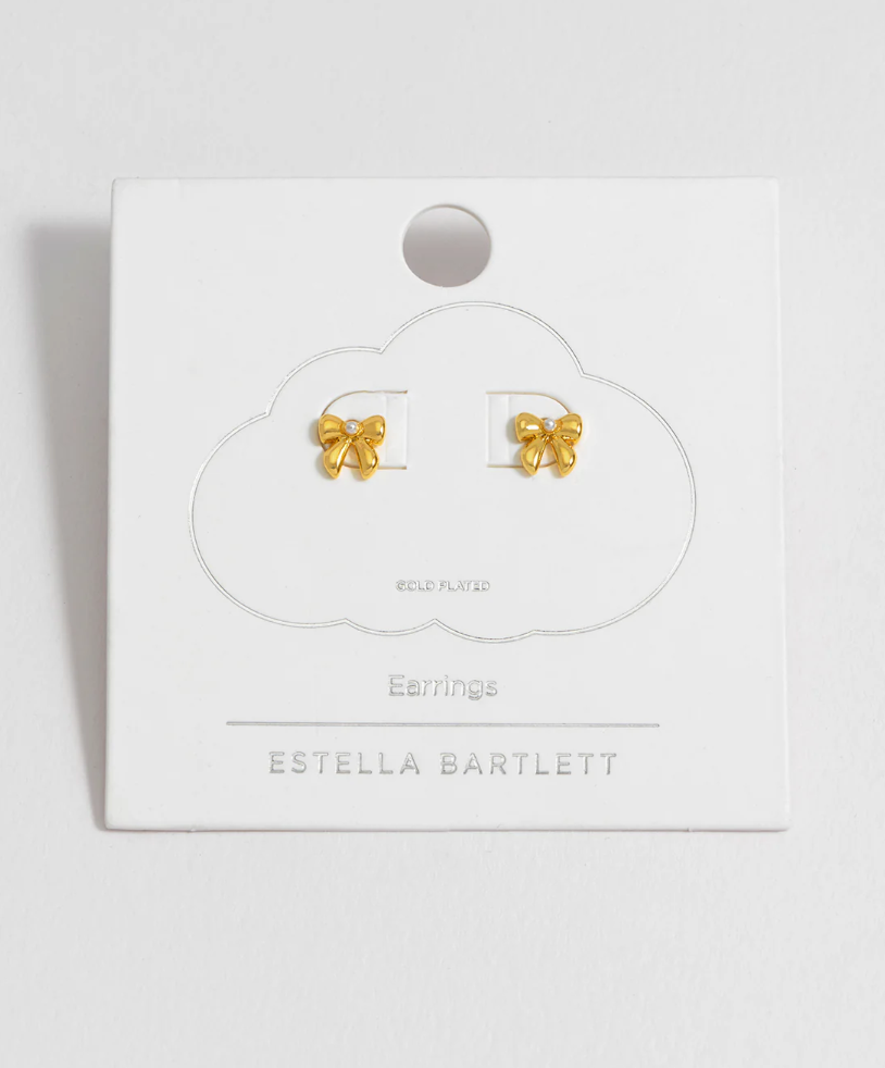 ESTELLA BARTLETT PEARL BOW STUD EARRINGS