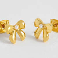 ESTELLA BARTLETT PEARL BOW STUD EARRINGS