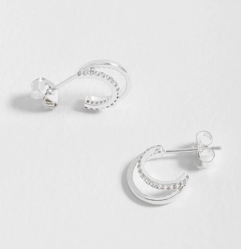 ESTELLA BARTLETT PAVE CURL HOOPS EARRINGS