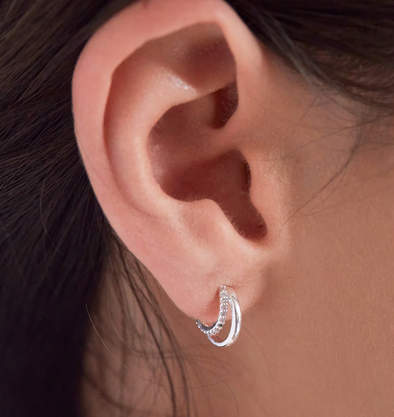 ESTELLA BARTLETT PAVE CURL HOOPS EARRINGS