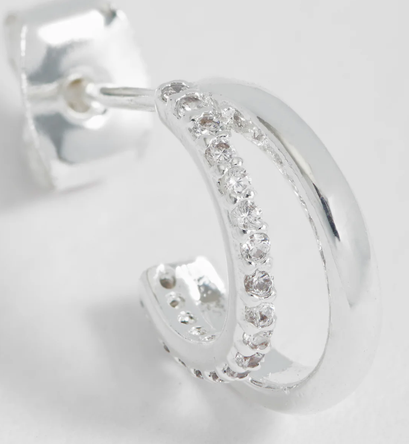 ESTELLA BARTLETT PAVE CURL HOOPS EARRINGS