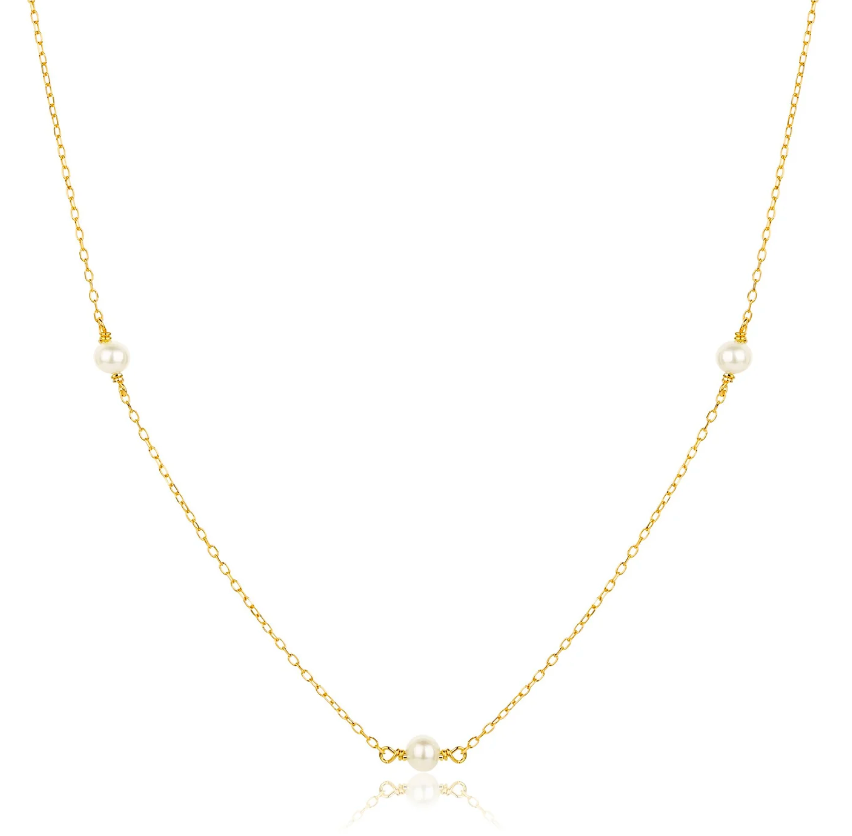 CLAUDIA BRADBY THREE PEARL FINE CHOKER STYLE NECKLACE