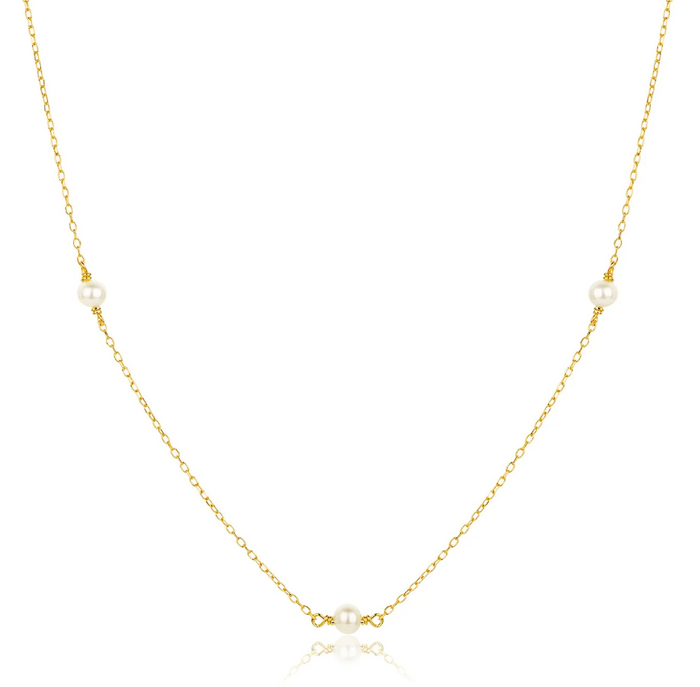 CLAUDIA BRADBY THREE PEARL FINE CHOKER STYLE NECKLACE