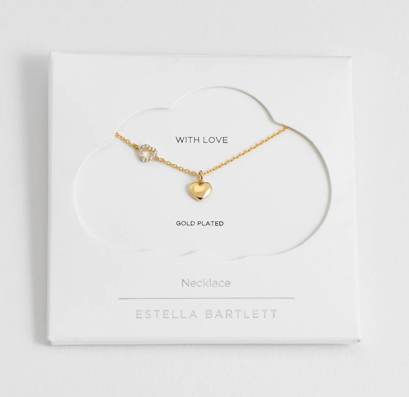 ESTELLA BARTLETT HEART CHARM OPEN CZ NECKLACE