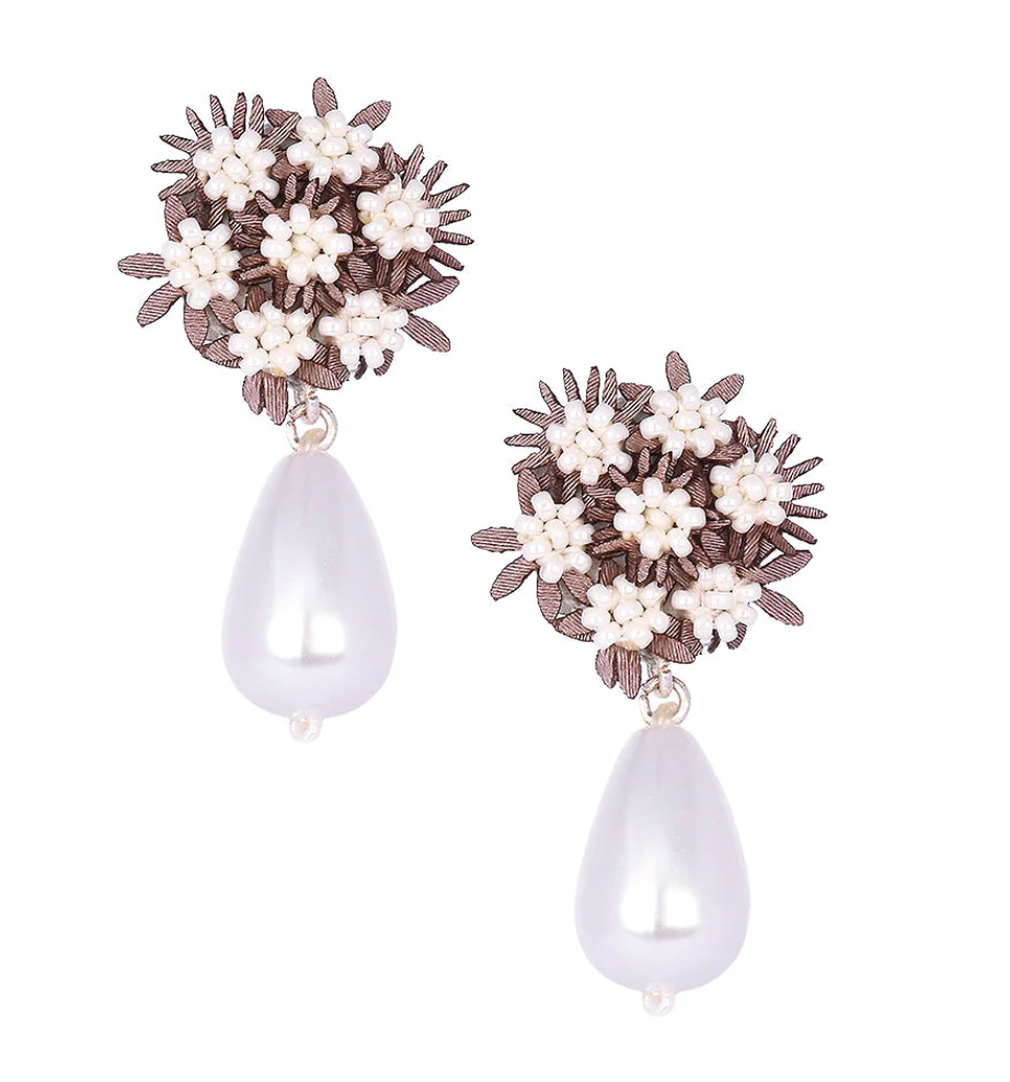 MISHKY FLOWER PEARL DROP EARRINGS