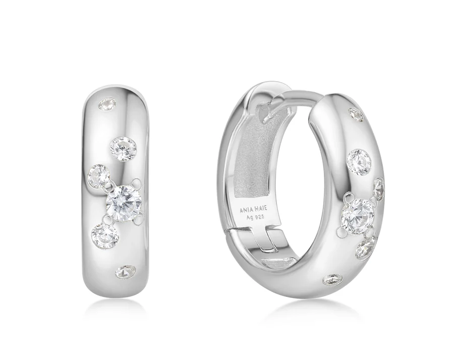 ANIA HAIE SMALL CHUBBY SPARKLING HUGGIE EARRINGS