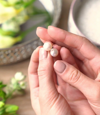 CLAUDIA BRADBY BUTTON PEARL STUD EARRINGS