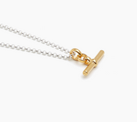 TILLY SVEAAS GOLD T BAR ON SILVER BELACHER CHAIN NECKLACE