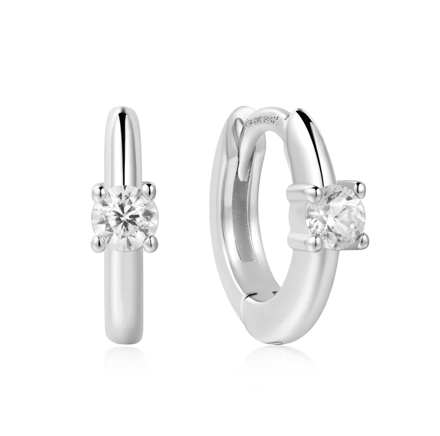 ANIA HAIE SOLITAIRE CUBIC ZIRCONIA MINI HUGGIE EARRINGS