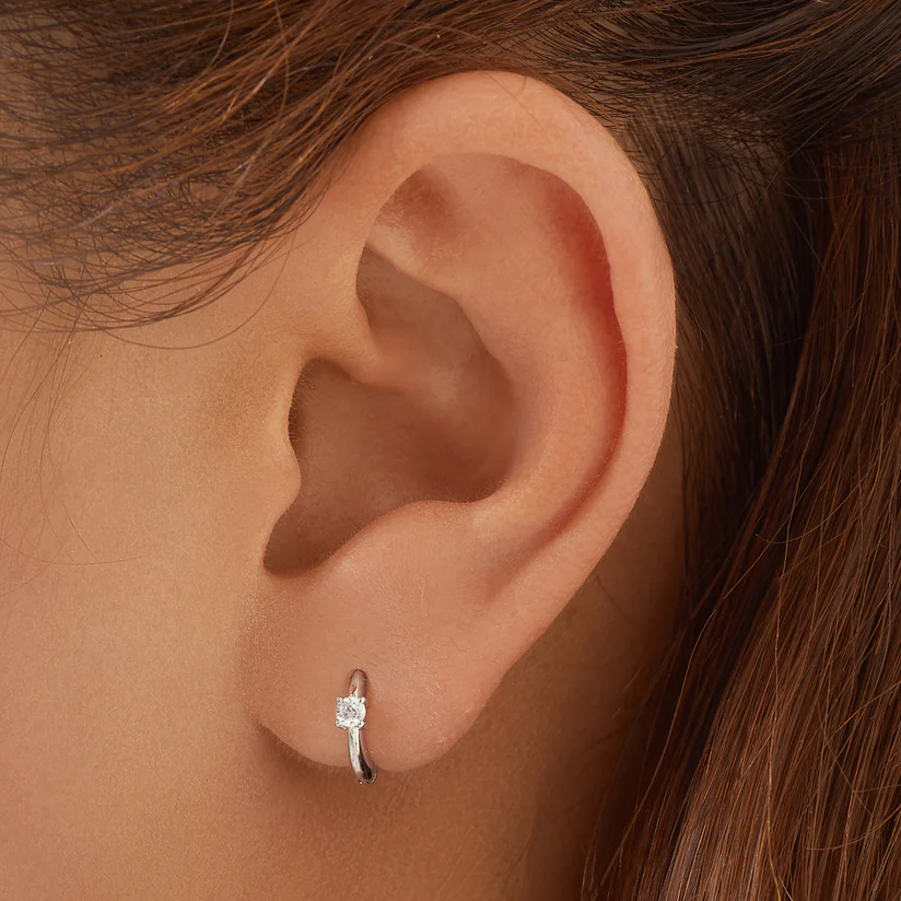 ANIA HAIE SOLITAIRE CUBIC ZIRCONIA MINI HUGGIE EARRINGS