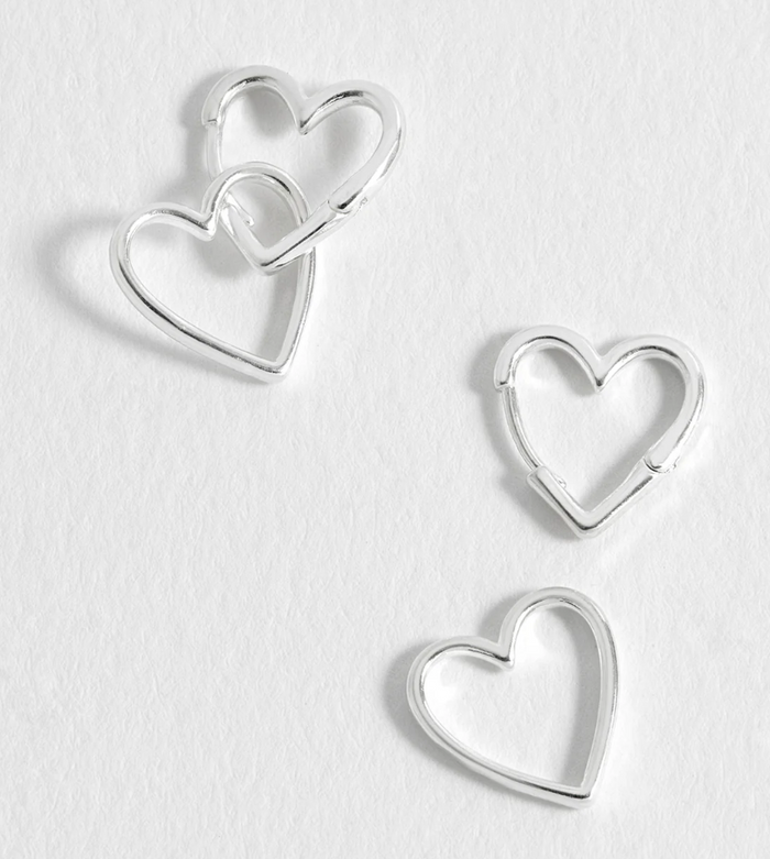 ESTELLA BARTLETT DOUBLE HEART HOOP EARRINGS