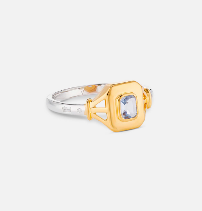 V BY LAURA VANN JEAN SPINEL BLUE SIGNET RING
