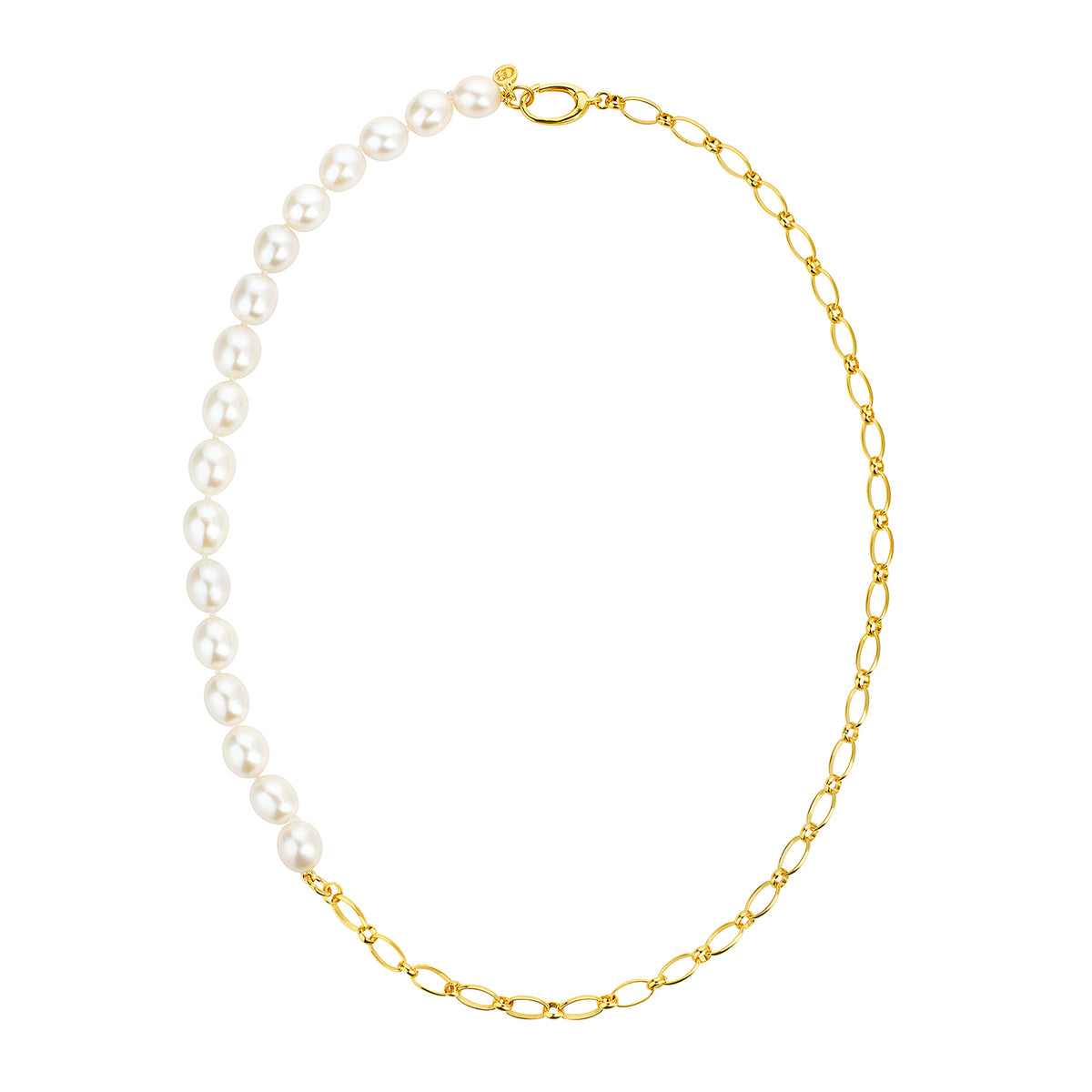 CLAUDIA BRADBY SLEEK CITY PEARL AND GOLD CHAIN NECKLACE