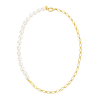 CLAUDIA BRADBY SLEEK CITY PEARL AND GOLD CHAIN NECKLACE