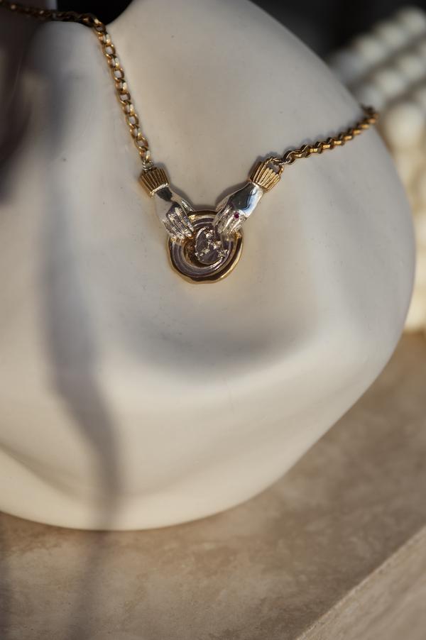 JESSICA DE LOTZ LARGE MOON SEAL NECKLACE