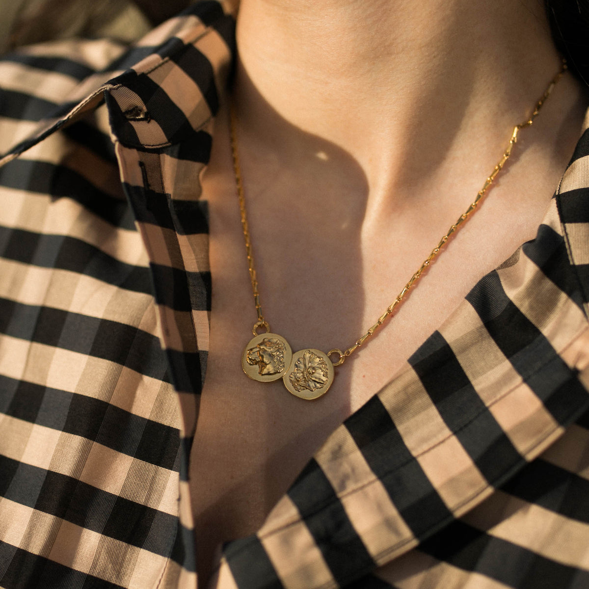 MIKAELA LYONS LIONESS DOUBLE COIN PENDANT