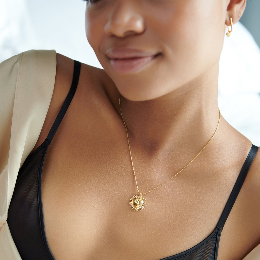 RACHEL JACKSON ELECTRIC DECO GOLD HEART NECKLACE