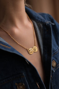 MIKAELA LYONS LIONESS DOUBLE COIN PENDANT
