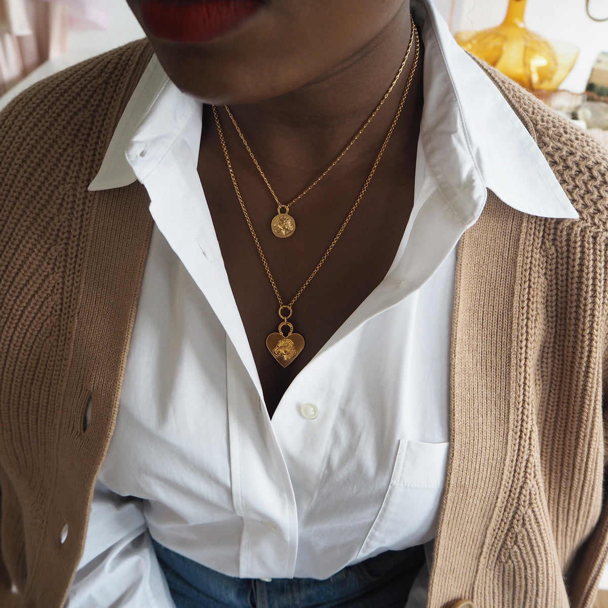 MIKAELA LYONS REVERSIBLE LIONESS COIN PENDANT