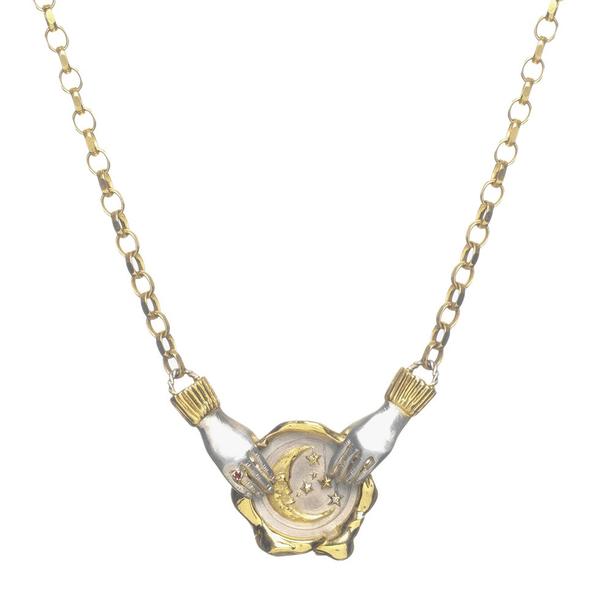 JESSICA DE LOTZ LARGE MOON SEAL NECKLACE