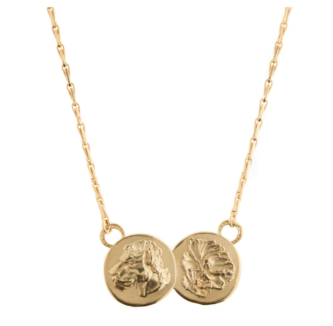 MIKAELA LYONS LIONESS DOUBLE COIN PENDANT