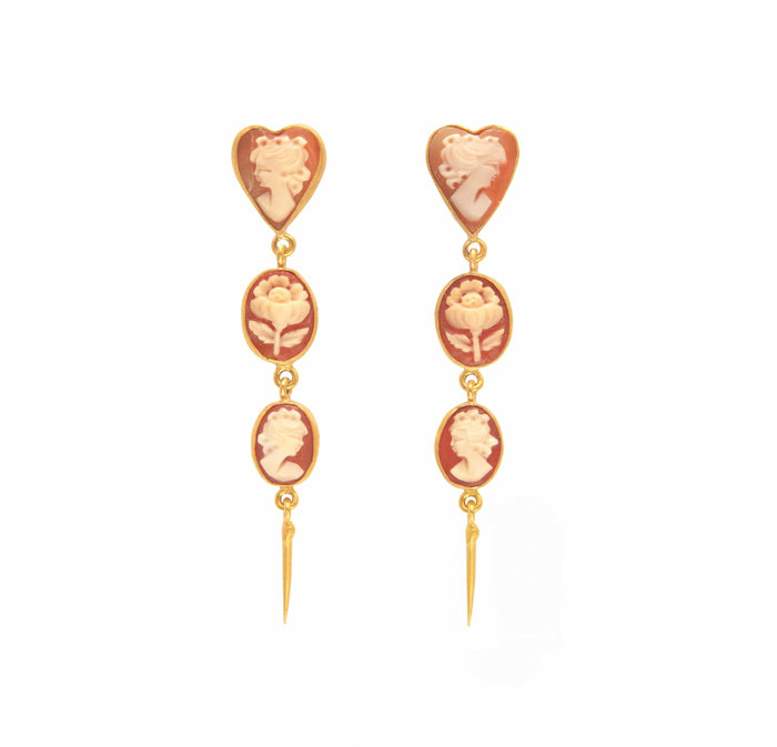 GRAINNE MORTON THREE CAMEO DROP EARRINGS