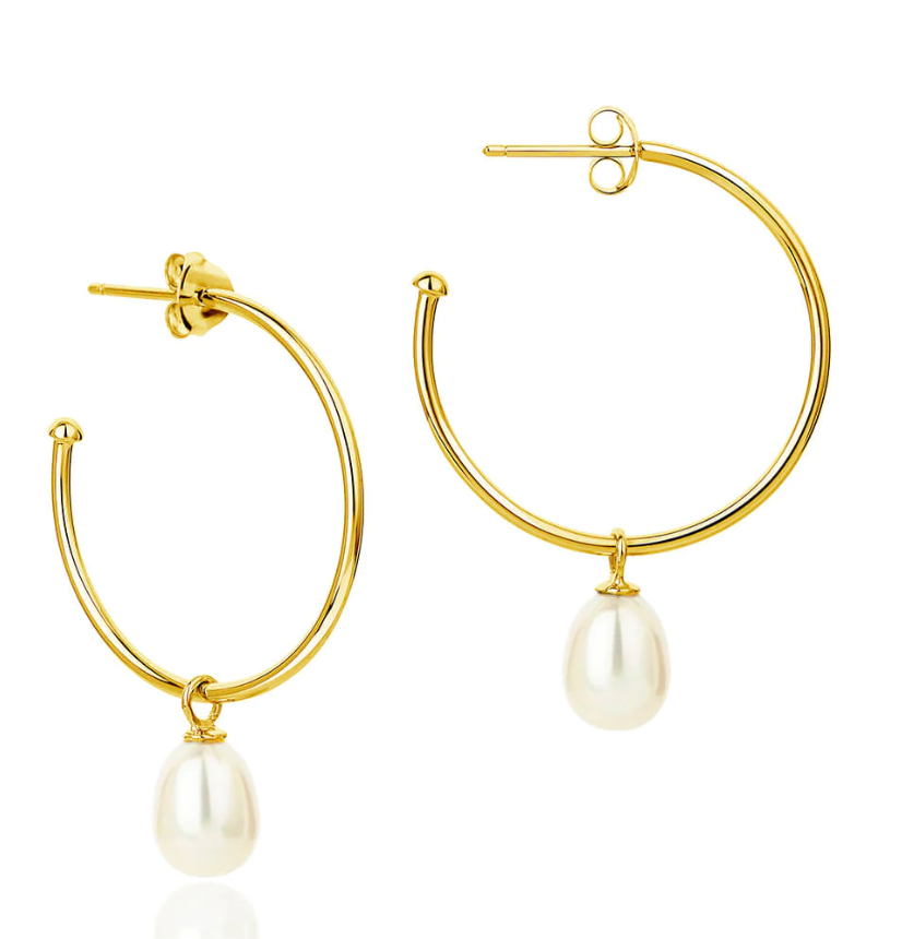 CLAUDIA BRADBY GOLD FAVOURITE HOOP WITH PEARL DROP