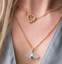 HARRY ROCKS AQUA CHALCEDONY PENDANT BELCHER NECKLACE