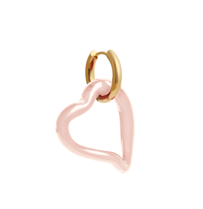 SANDRALEXANDRA HEART OF GLASS CLEAR PINK EARRINGS