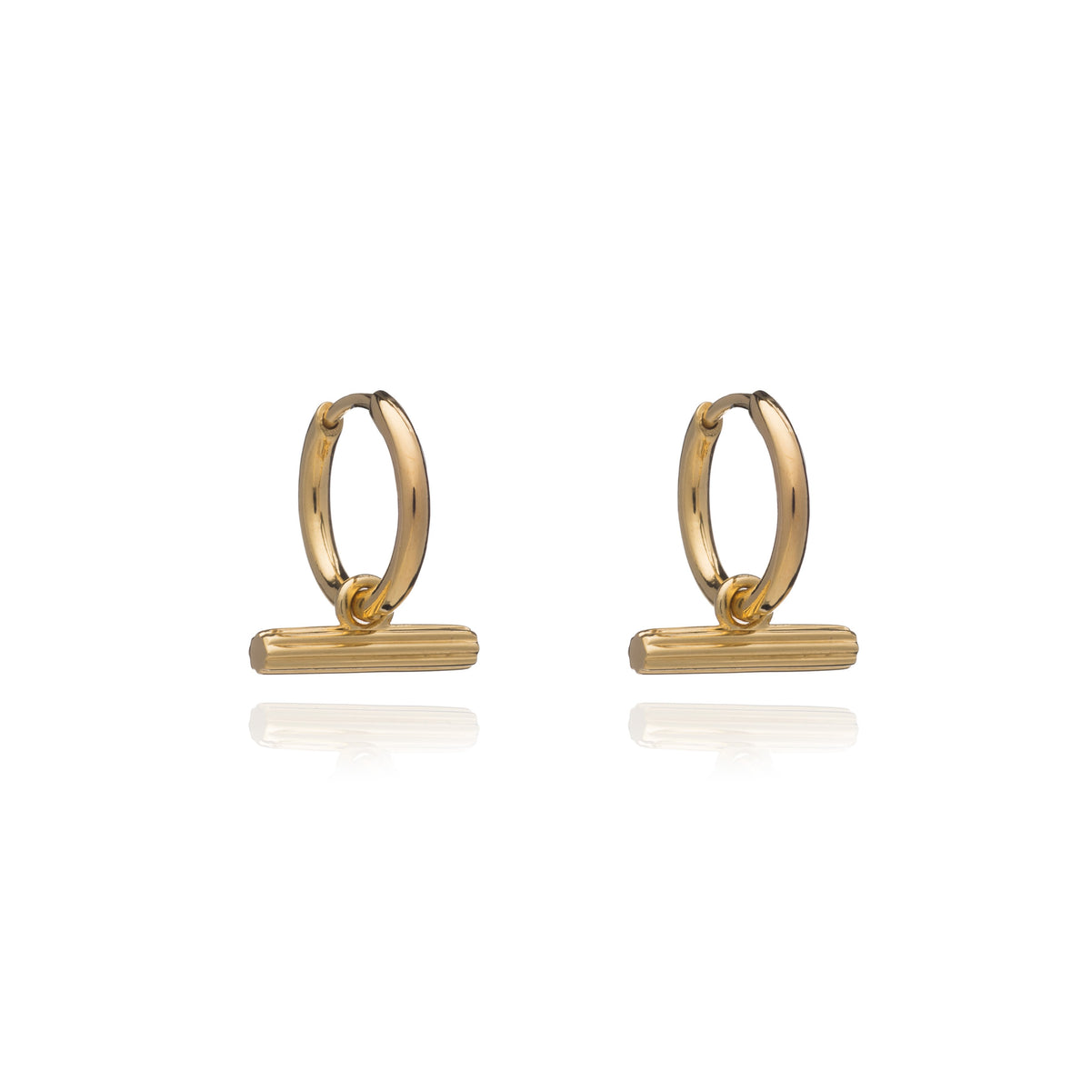 RACHEL JACKSON MINI T BAR HUGGIE HOOP EARRINGS