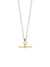 TILLY SVEAAS GOLD T BAR ON SILVER BELACHER CHAIN NECKLACE