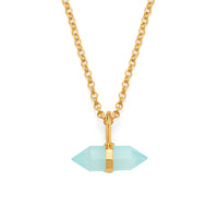 HARRY ROCKS AQUA CHALCEDONY PENDANT BELCHER NECKLACE