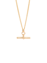 TILLY SVEAAS SMALL GOLD T BAR ON BELCHER CHAIN