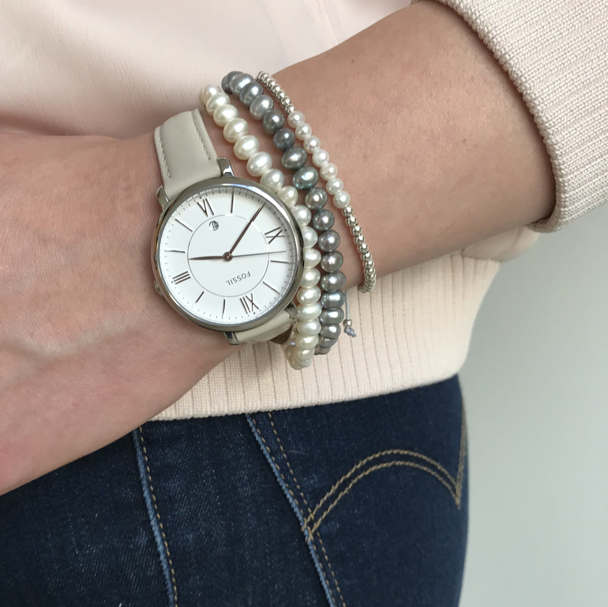 CLAUDIA BRADBY ABACUS WHITE PEARL FRIENDSHIP BRACELET