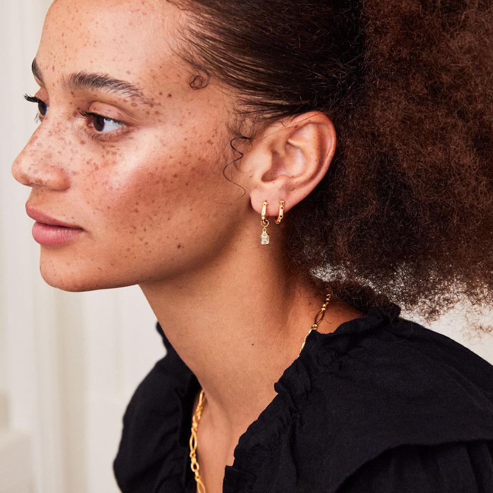 V BY LAURA VANN RED LENA HOOP EARRINGS