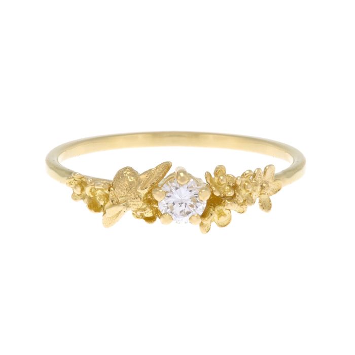 ALEX MONROE BEEKEEPER GARDEN RING WITH 0.11CT DIAMOND