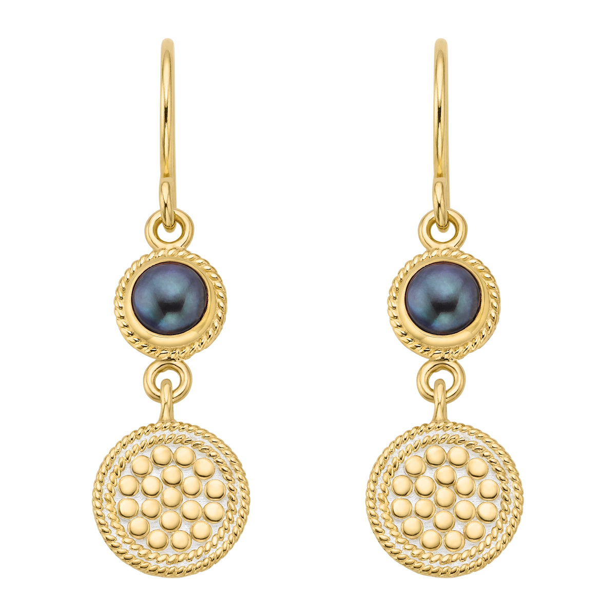 ANNA BECK BLUE PEARL DISC DROP EARRINGS