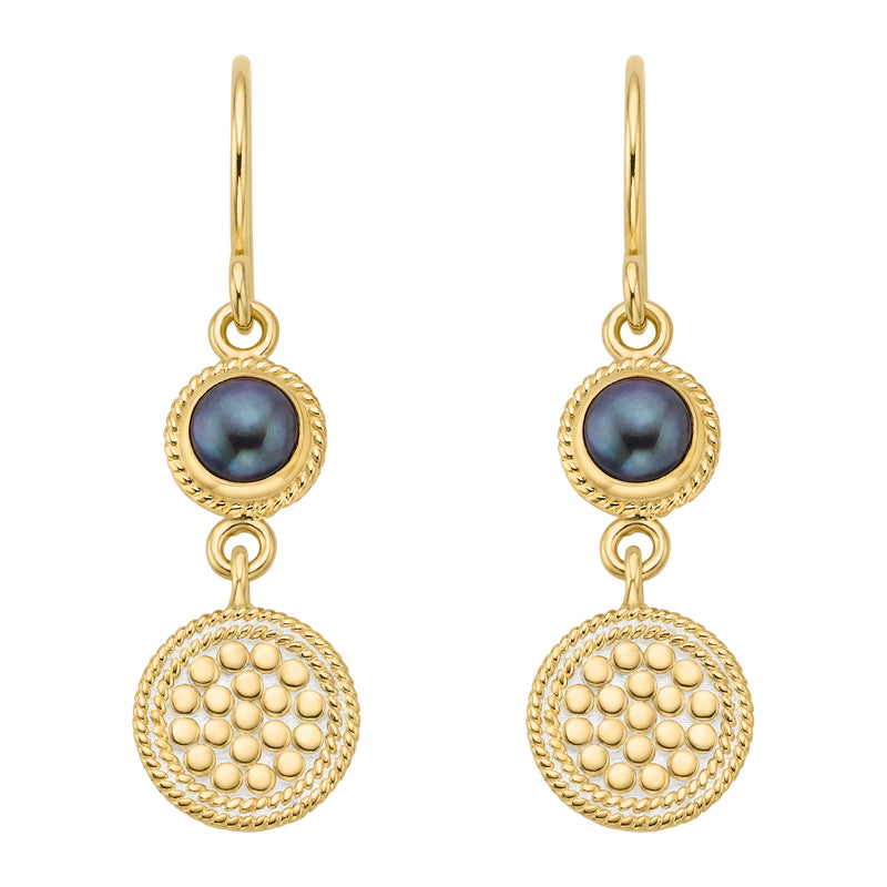 ANNA BECK BLUE PEARL DISC DROP EARRINGS