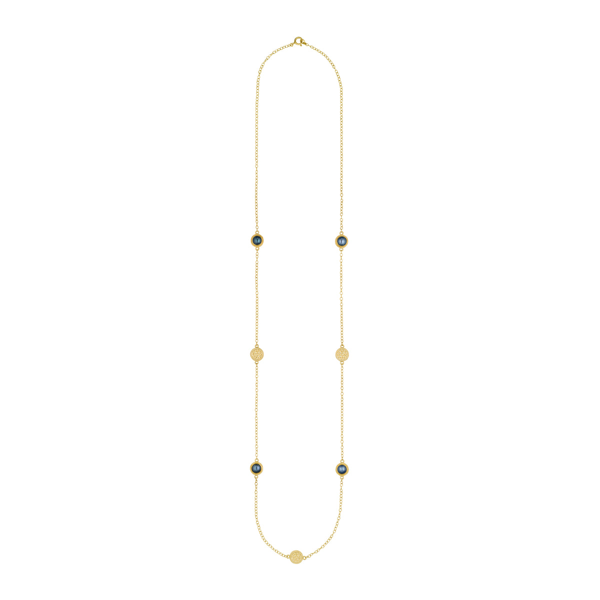 ANNA BECK LONG BLUE PEARL STATION NECKLACE